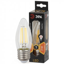 F-LED B35-7W-827-E27 ЭРА (филамент, свеча, 7Вт, тепл, E27) (10/100/2800)