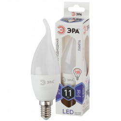 LED BXS-11W-860-E14 ЭРА (диод, свеча на ветру, 11Вт, хол, E14) (10/100/2800)