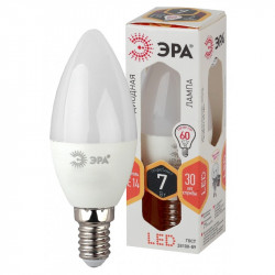 LED B35-7W-827-E14 ЭРА (диод, свеча, 7Вт, тепл, E14), (10/100/3500)