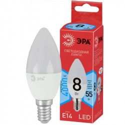 ECO LED B35-8W-840-E14 ЭРА (диод, свеча, 8Вт, нейтр, E14) (10/100/3500)