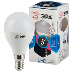LED P45-5W-840-E14 ЭРА (диод, шар, 5Вт, нейтр, E14) (10/100/3600)