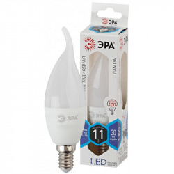 LED BXS-11W-840-E14 ЭРА (диод, свеча на ветру, 11Вт, нейтр, E14) (10/100/2800)