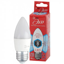 ECO LED B35-8W-840-E27 ЭРА (диод, свеча, 8Вт, нейтр, E27) (10/100/3500)