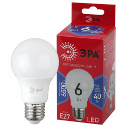 LED A60-6W-865-E27 R ЭРА (диод, груша, 6Вт, хол, E27)