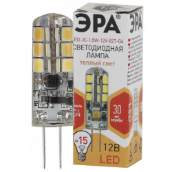 LED JC-1,5W-12V-827-G4 ЭРА (диод, капсула, 1,5Вт, тепл, G4) (100/1000/36000)
