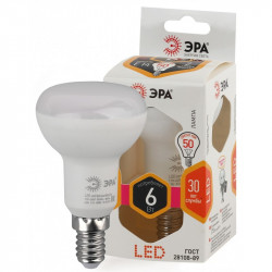 LED R50-6W-827-E14 ЭРА (диод, рефлектор, 6Вт, тепл, E14) (10/100/2800)