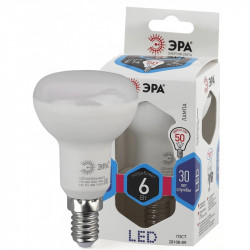 LED R50-6W-840-E14 ЭРА (диод, рефлектор, 6Вт, нейтр, E14) (10/100/3600)