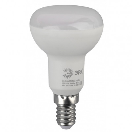 LED R50-6W-860-E14 ЭРА (диод, рефлектор, 6Вт, холод, E14), (10/100/3600)