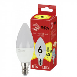 ECO LED B35-6W-827-E14 ЭРА (диод, свеча, 6Вт, тепл, E14) (10/100/3500)