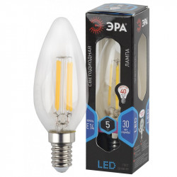 F-LED B35-5W-840-E14 ЭРА (филамент, свеча, 5Вт, нейтр, E14) (10/100/3500)