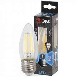 F-LED B35-5W-840-E27 ЭРА (филамент, свеча, 5Вт, нейтр, E27) (10/100/2800)
