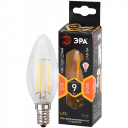 F-LED B35-9w-827-E14 ЭРА (филамент, свеча, 9Вт, тепл, E14) (10/100/3500)