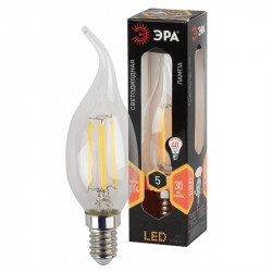 F-LED BXS-5W-827-E14 ЭРА (филамент, свеча на ветру, 5Вт, тепл, E14) (10/100/2800)