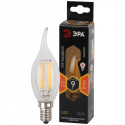 F-LED BXS-9W-827-E14 ЭРА (филамент, свеча на ветру, 9Вт, тепл, E14) (10/100/4000)
