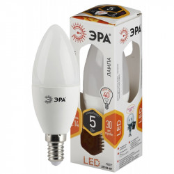LED B35-5W-827-E14 ЭРА (диод, свеча, 5Вт, тепл, E14) (10/100/4000)