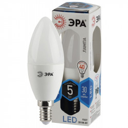LED B35-5W-840-E14 ЭРА (диод, свеча, 5Вт, нейтр, E14) (10/100/4000)