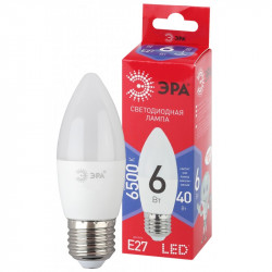 LED B35-6W-865-E27 R ЭРА (диод, свеча, 6Вт, хол, E27) (10/100/3500)
