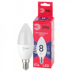 LED B35-8W-865-E14 R ЭРА (диод, свеча, 8Вт, хол, E14) (10/100/3500)