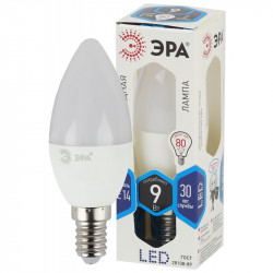 LED B35-9W-840-E14 ЭРА (диод, свеча, 9Вт, нейтр, E14) (10/100/4000)