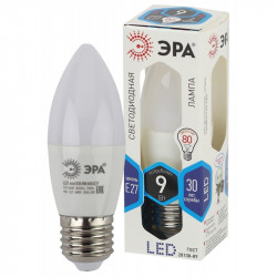 LED B35-9W-840-E27 ЭРА (диод, свеча, 9Вт, нейтр, E27) (10/100/4000)