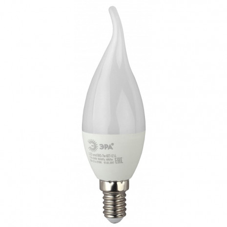 LED BXS-7W-827-E14 ЭРА (диод, свеча на ветру, 7Вт, тепл, E14) (10/100/2800)