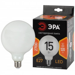 F-LED G125-15w-827-E27 OPAL ЭРА (филамент, шар опал, 15Вт, тепл, E27) (20/240)