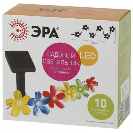 SL-PL400-FLW10 ЭРА Садовый светильник на солнечной батарее, пластик, цветной, черный, длина 400 см (