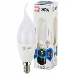 LED BXS-9W-840-E14 ЭРА (диод, свеча на ветру, 9Вт, нейтр, E14) (10/100/4400)