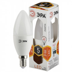 LED B35-5W-827-E14 ЭРА (диод, свеча, 5Вт, тепл, E14) (10/100/3500)
