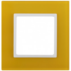 14-5101-21 ЭРА Рамка на 1 пост, стекло, Эра Elegance, жёлтый+бел (10/50/1800)