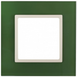 14-5101-27 ЭРА Рамка на 1 пост, стекло, Эра Elegance, зелёный+сл.кость (10/50/1800)
