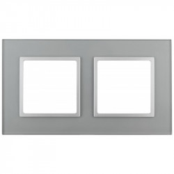 14-5102-03 ЭРА Рамка на 2 поста, стекло, Эра Elegance, алюминий+алюм (5/50/1200)