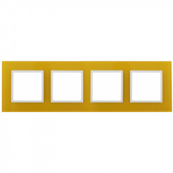 14-5104-21 ЭРА Рамка на 4 поста, стекло, Эра Elegance, жёлтый+бел (5/25/900)