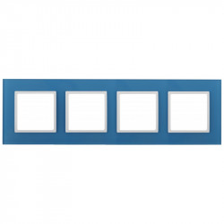 14-5104-28 ЭРА Рамка на 4 поста, стекло, Эра Elegance, голубой+бел (5/25/900)