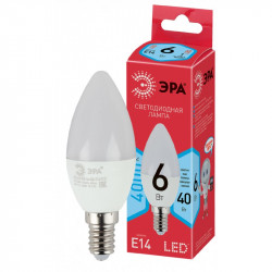 ECO LED B35-6W-840-E14 ЭРА (диод, свеча, 6Вт, нейтр, E14) (10/100/3500)