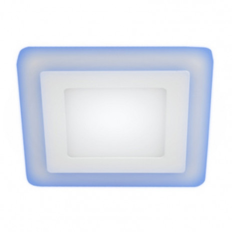 LED 4-9 BL Светильник ЭРА светодиодный квадратный c cиней подсветкой LED 9W  540LM 220V 4000K (40/60