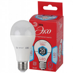 ECO LED A65-20W-840-E27 ЭРА (диод, груша, 20Вт, нейтр, E27) (10/100/1200)