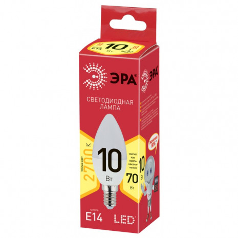 ECO LED B35-10W-827-E14 ЭРА (диод, свеча, 10Вт, тепл, E14) (10/100/3500)