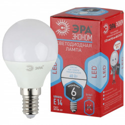 ECO LED P45-6W-840-E14 ЭРА (диод, шар, 6Вт, нейтр, E14) (10/100/3600)