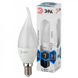 LED BXS-7W-840-E14 ЭРА (диод, свеча на ветру, 7Вт, нейтр, E14) (10/100/2800)