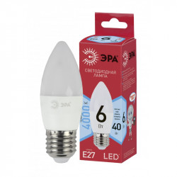 ECO LED B35-6W-840-E27 ЭРА (диод, свеча, 6Вт, нейтр, E27) (10/100/3500)