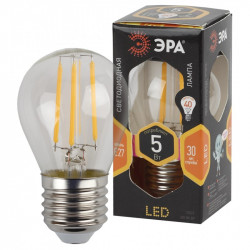 F-LED P45-5W-827-E27 ЭРА (филамент, шар, 5Вт, тепл, E27) (25/50/3750)